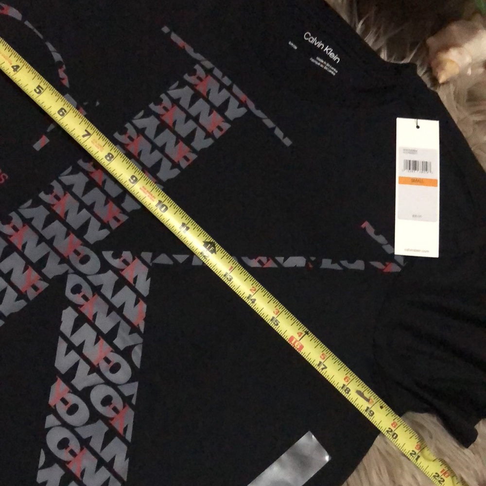 NWT-Calvin Klein Mens Short Sleeve T-Sz S-Cotton-Full Front Logo-Black/Gray/Red - Picture 8 of 10